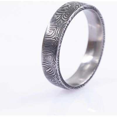Prima damasteel vzor čárky kovaný snubní prsten z nerezové oceli CR5702