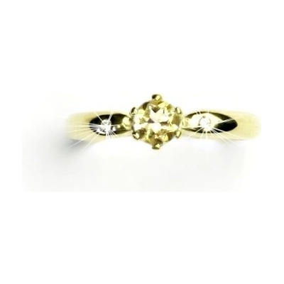 Čištín zlatý s briliant přírodní citrín žluté zlato VLZDR048
