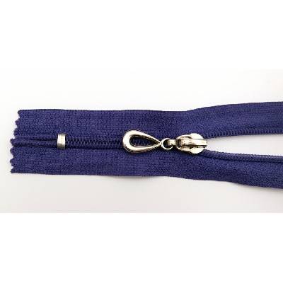 Špirálový zips č. 5 - nedeliteľný - tmavomodrý so striebornou slzou - dĺžka 16 cm