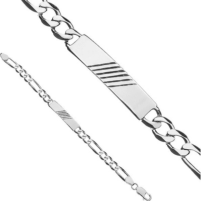 Šperky eshop stříbrný na ruku se známkou s diagonálními rýhami Y51.4