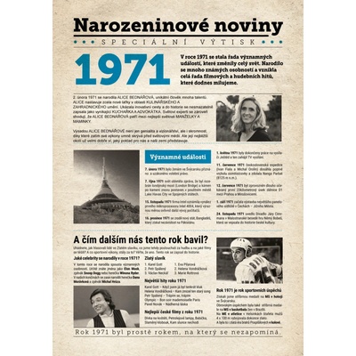 Narozeninové noviny 1971 s vlastním textem a fotografií S fotografií a textem