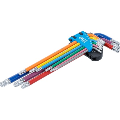 BGS technic Sada zahnutých klíčů vícebarevné extra dlouhé T-profil pro Torx s otvorem a kulovou hlavou T10-T50 9dílná BGS 74465