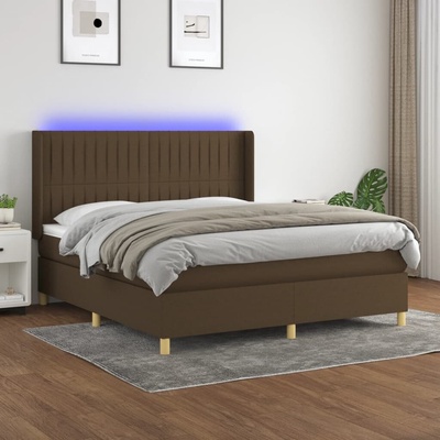 vidaXL 11461.3139048 Boxspring postel s matrací a LED tmavě hnědá textil