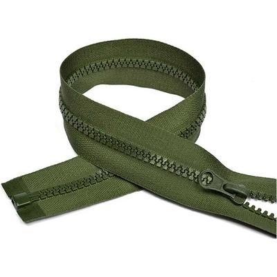 Zip kostkový 5 mm 85 cm dělitelný khaki