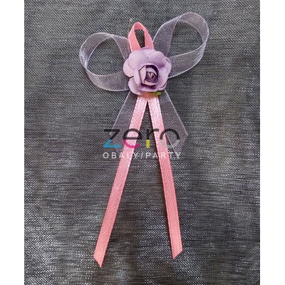 Vonička (vývazek) svatební - fialovo-růžová s růžičkou