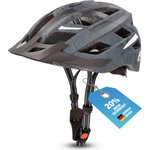 Fischer adult bicycle helmet, cycling helmet, city helmet Urban Plus Brooklyn, L/XL, 58-61cm, blue, with integrated LED rear light - 50450 (50450)