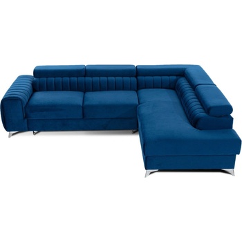 Eltap Син кадифен разтегателен ъглов диван с място за съхранение (десен ъгъл L форма) Laurence - ELTAP (Lau_36)