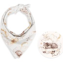 Biante detská bavlnená šatka Sandra SA-456 Medvedíkovia zajačikovia a veveričky v oblakoch na bielom