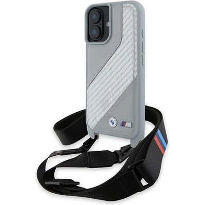BMW Калъф за iPhone 16 BMW M Edition Carbon Stripe & Strap - сив (3666339324322)