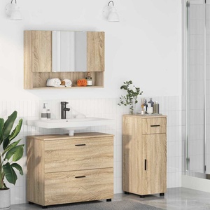 vidaXL Комплект мебели за баня 3 бр. Сонома дъб (3393035)