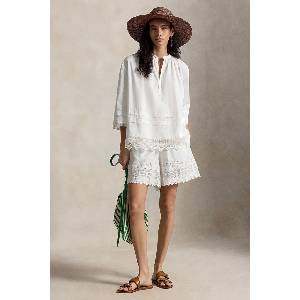 Ralph Lauren къс панталон дамски от памук (211A12952)