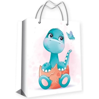 Anděl Dárková taška papírová s glitry Dinosaurus L 32 x 26 cm