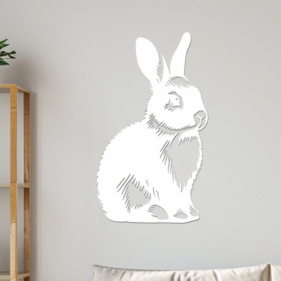 dřevo života Dřevěný obraz Králíka Rozměry (cm): 35x60, Zvolte barvu dekoru: Bílá