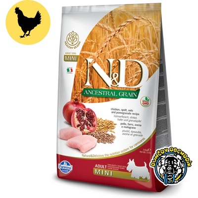 N&D Ancestral Grain Low Grain Light Mini Chicken and pomegranate 2,5 kg