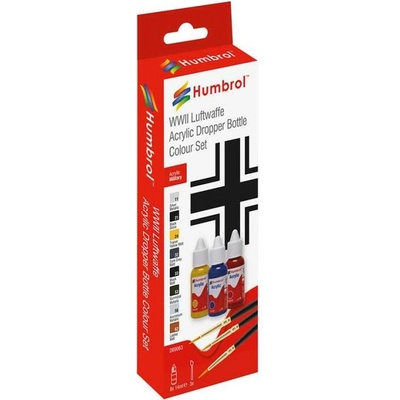 Humbrol Sada Acrylic Paint & Brush Luftwaffe WWII Colours