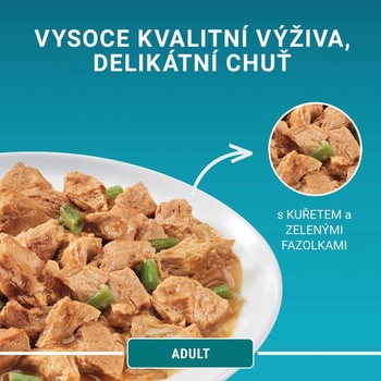 Purina One Adult Mini filetky s kuraťom a zelenými fazuľkami v šťave 26 x 85 g