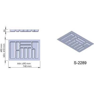 Příborník plast šedý 740x490x55 mm - 800 STARAX S-2289-G*