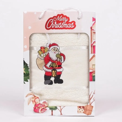 Коледна хавлиена кърпа с бродерия на Дядо Коледа