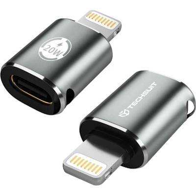 Techsuit - Премиум OTG адаптер TitanCoreX (A11) - Type-C към Lightning, 3A, алуминиева сплав, Plug&Play, бърз трансфер - сив
