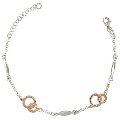 Infinitysilver stříbrný náramek spojené kroužky zlacený SB152988