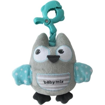 Baby Mix Образователна плюшена играчка с клипс Baby Mix сова ментова