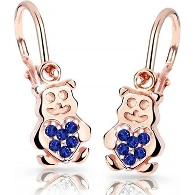Cutie Jewellery Detské náušnice z ružového zlata Medvedíci C2751-10-X-4 modrá
