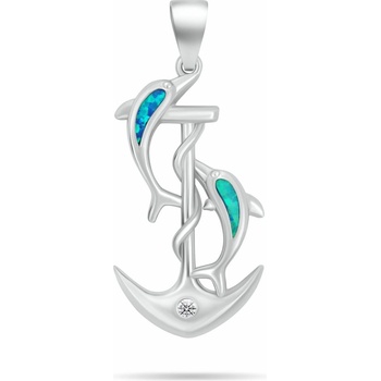 Brilio Silver Strieborný prívesok Kotva s delfínmi PT139WB