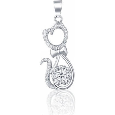 JVD SVLP0152XH7BI00 Strieborný prívesok mačka so zirkónmi