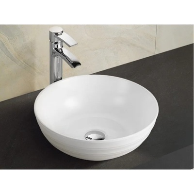 Inter Ceramic Мивка за баня ICB 814, монтаж върху плот, порцелан, бял, 40x40x13.5см (814)