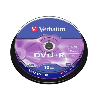 Verbatim Медия Verbatim DVD+R AZO 4.7GB 16X MATT SILVER SURFACE (10 PACK) (43498)