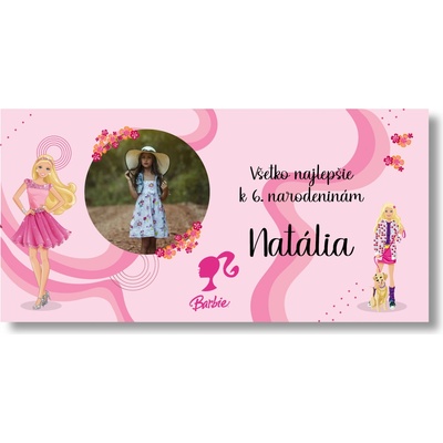 Personal Narodeninový banner s fotkou - Barbie Rozmer banner: 130 x 65 cm