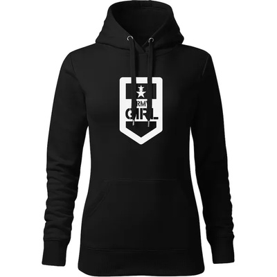 DRAGOWA дамски суитшърт с качулка, Army Girl, черен, 320г/м2 (5879)