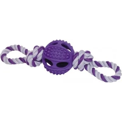NOBBY Играчка гумена топка с въже лилава 6.5 см 60382