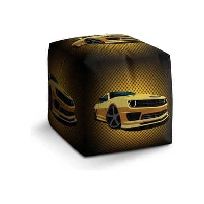Sablio Taburet Cube Chevrolet Camaro Žlutá mřížka: 40x40x40 cm