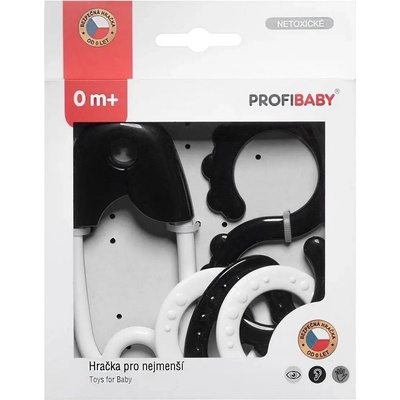 Profibaby Chrastítko černo-bílé špendlík a osmička s tvary – Zboží Dáma