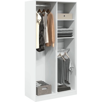 vidaXL Гардероб, бял, 100x50x200 см, инженерно дърво (3307765)