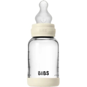 BIBS Стъклена бебешка бутилка Bibs - Със силиконов биберон, 120 ml, Ivory (50191216) - baby