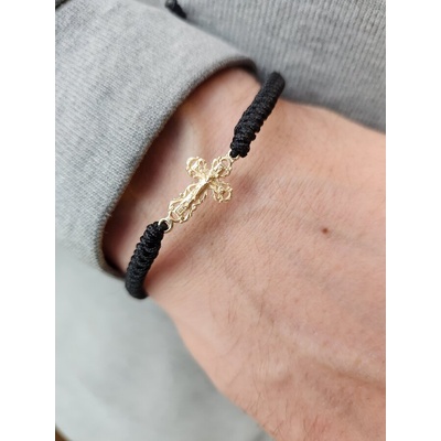 Мъжка гривна със златен кръст Исус Христос