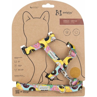 Amiplay Postroj pre mačku s vodítkom BeHappyCat Donut M