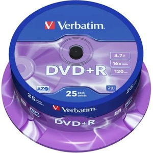 Verbatim Медия, Verbatim DVD-R AZO 4.7GB 16X MATT SILVER SURFACE (25 PACK) (43522) - megamag