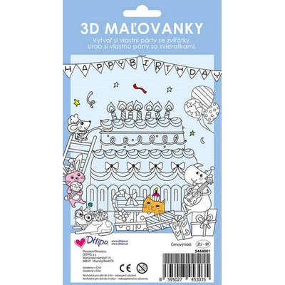 Ditipo Omaľovánky 3D farba a zostaviť Párty so zvieratami 4 listy 250 x 140 mm