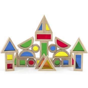 Image 1 of Viga Toys Конструктор от дървени блокчета Viga, 24 части, цветен (44563)