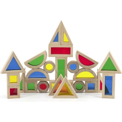 Viga Toys Конструктор от дървени блокчета Viga, 24 части, цветен (44563)