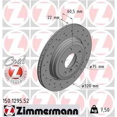 Brzdový kotúč (cena za 1ks) ZIMMERMANN 150.1295.52