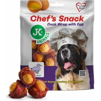 JK ANIMALS Chef's Meat Snack sušený kačací wrap s vajíčkovými žĺtkami 200 g