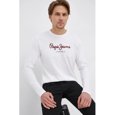 Pepe Jeans Памучна блуза с дълги ръкави Pepe Jeans Eggo Long в бяло с принт (PM508209.800)