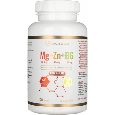 Progress Labs Horčík + zinok + Vitamín B6 120 tabliet