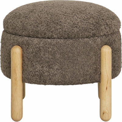 House Nordic Taburet s úložným prostorem, bouclé, hnědá, ø45x36 cm, Medas
