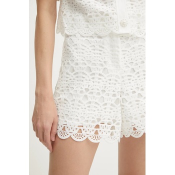 Morgan Къс панталон Morgan в бяло с изчистен дизайн с висока талия SHENTEL (SHENTEL)