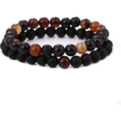 BudNej náramky pre páry YIN a YANG STYLE z achátu a onyxu MN3030